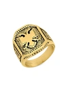 ANTHONY JACOBS MEN'S 18K GOLDPLATED STAINLESS STEEL EAGLE SHIELD RING,0400013661073