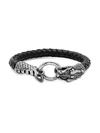ANTHONY JACOBS MEN'S LEATHER & STAINLESS STEEL DRAGON BRACELET,0400013661093