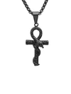 ANTHONY JACOBS MEN'S BLACK IP STAINLESS STEEL SNAKE CROSS PENDANT NECKLACE,0400013661145