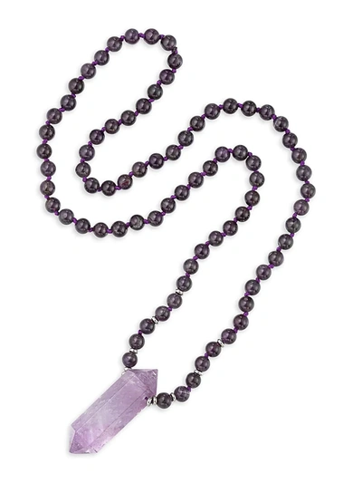 Eye Candy La Women's Luxe Amethsyt & Quartz Beaded Pendant Necklace In Amethyst