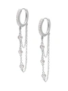 Gabi Rielle Sterling Silver Dangle Pave Huggie Earrings In Silver