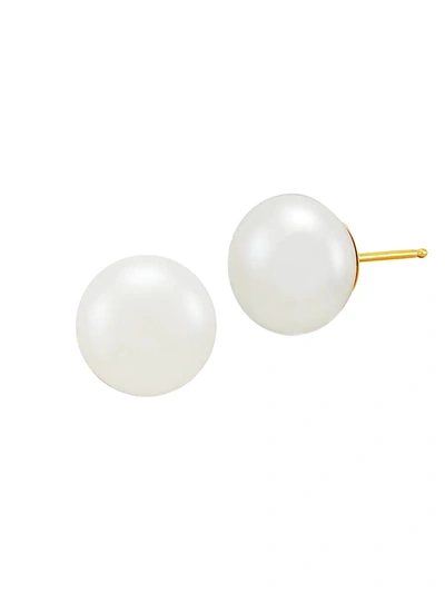 Saks Fifth Avenue Women's 14k Yellow Gold, 11-12mm White Button Freshwater Pearl Stud Earrings