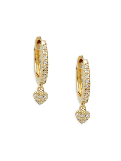 Saks Fifth Avenue Women's 14k Yellow Gold & Diamond Hoop Huggies Earrings
