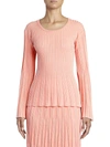 Kenzo Women's Lurex Ribbed Knit Bell-sleeve Sweater In Flamingo Pink