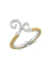 ALOR WOMEN'S CLASSIQUE STAINLESS STEEL, 18K WHITE GOLD & DIAMOND RING,0400013752094