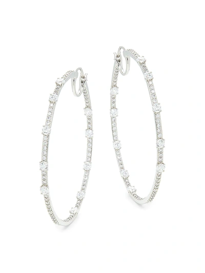 Adriana Orsini Women's Rhodium-plated & Crystal Hoop Earrings In Neutral