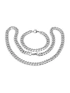 ANTHONY JACOBS MEN'S STAINLESS STEEL 2-PIECE CHAIN-LINK BRACELET & NECKLACE SET,0400013661118