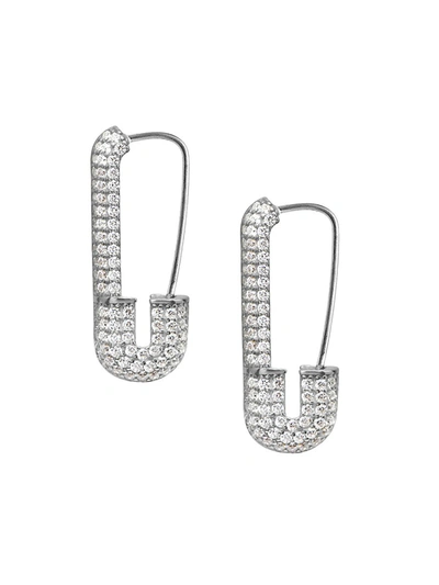 Gabi Rielle Women's Renew Sterling Silver & Cubic Zirconia Safety Pin Earrings