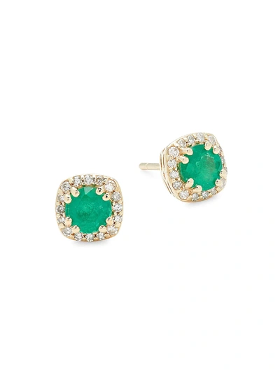 Effy Women's 14k Yellow Gold, Emerald & Diamond Stud Earrings
