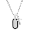 Anthony Jacobs Men's Stainless Steel Dog Tag & Cross Pendant Chain Necklace In Neutral
