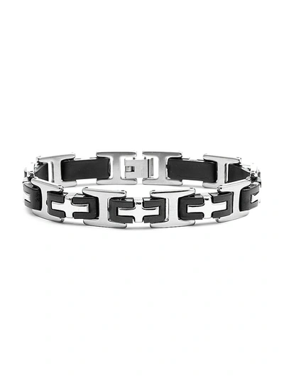 Anthony Jacobs Men's Stainless Steel & Rubber Link Bracelet In Neutral