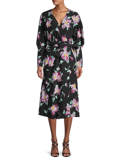 A.l.c Women's Quinn Floral Wrap Dress In Black Purple