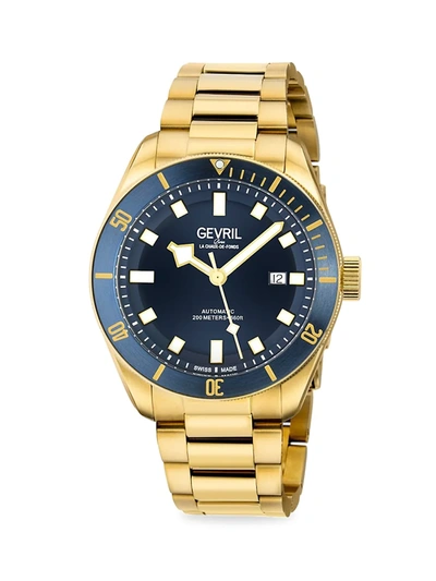 Gevril Men's Yorkville Stainless Steel Swiss Automatic Bracelet Watch In Blue