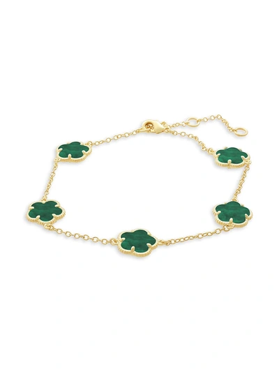 Jan-kou Women's Floral 14k Goldplated & Emerald Station Bracelet