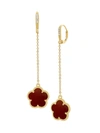 Jan-kou Women's Flower 14k Goldplated, Coral Agate & Cubic Zirconia Drop Earrings