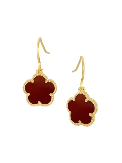 Jan-kou Women's Flower Goldplated & Coral Agate Dangle Earrings