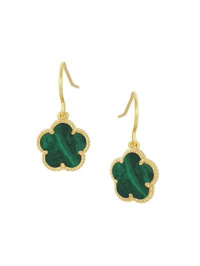 Jan-kou Women's Flower 14k Goldplated & Synthetic Emerald Drop Earrings