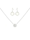 JAN-KOU WOMEN'S FLOWER 2-PIECE RHODIUM PLATED & MOTHER-OF-PEARL DROP EARRINGS & PENDANT NECKLACE SET,0400013728297