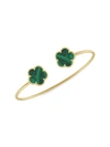 JAN-KOU WOMEN'S FLOWER 14K GOLDPLATED & SYNTHETIC EMERALD BANGLE BRACELET,0400013728314