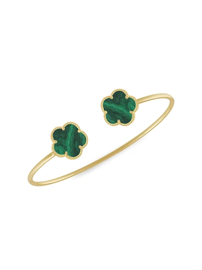 Jan-kou Women's Flower 14k Goldplated & Synthetic Emerald Bangle Bracelet