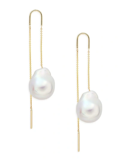 Effy Women's 14k Yellow Gold & 17mm White Baroque Freshwater Pearl Drop Earrings