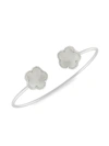 JAN-KOU WOMEN'S FLOWER RHODIUM-PLATED & MOTHER-OF-PEARL CUFF BRACELET,0400013728316