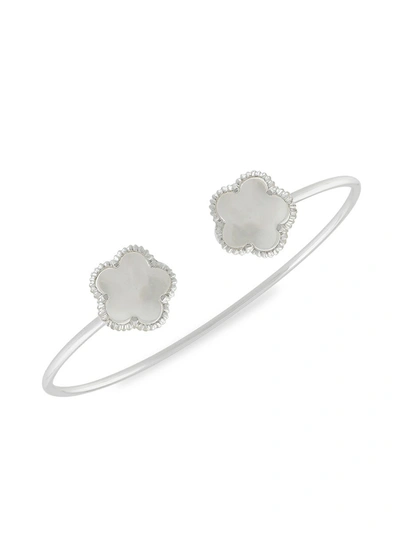 Jan-kou Jankuo Women's Flower Rhodium-plated & Mother-of-pearl Cuff Bracelet In Neutral