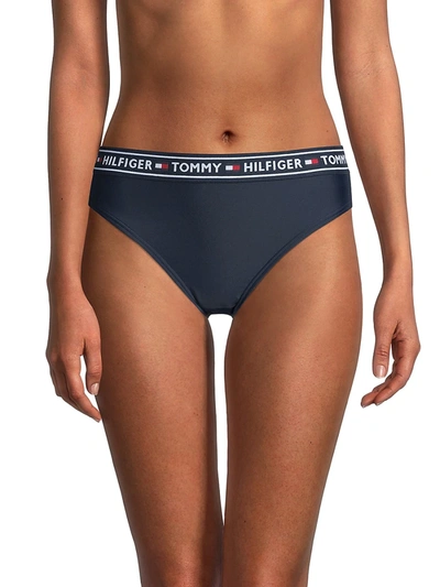Tommy Hilfiger Women's Logo Band Bikini Bottom In Navy | ModeSens