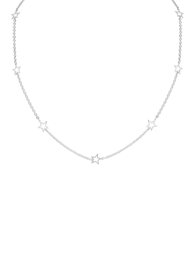 Chloe & Madison Women's Sterling Silver Star Station Choker Necklace