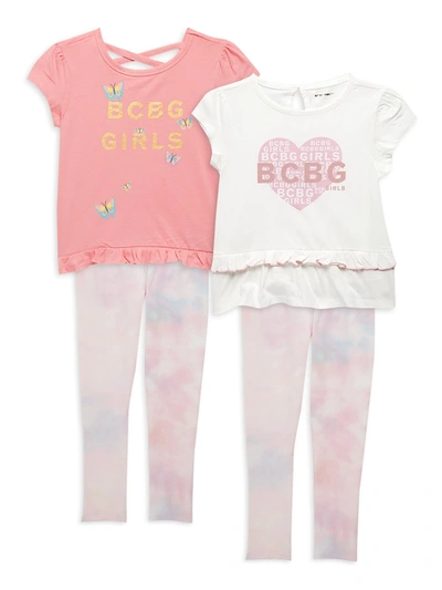 Bcbgirls Kids' Little Girl's 3-piece Logo Top & Leggings Set In Ice Pink