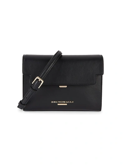 Bruno Magli Women's Chain Flap Leather Crossbody Bag In Black