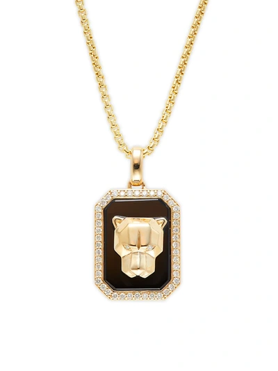 Effy Men's 14k Yellow Gold, Onyx & Diamond Pendant Necklace