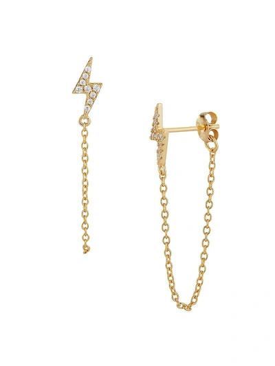Chloe & Madison Women's Gold Vermeil & Cubic Zirconia Lightning Bolt Chain-drop Earrings