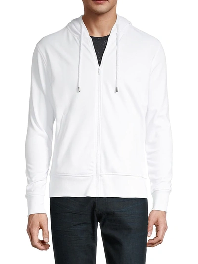 Roberto Cavalli Men's Zip-front Logo-back Hoodie In White