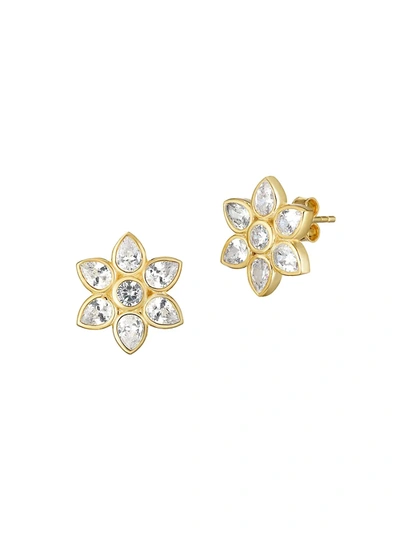 Chloe & Madison Women's 18k Yellow Goldplated Sterling Silver & Crystal Stud Earrings