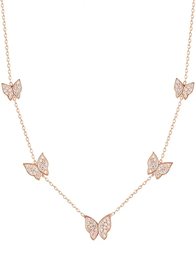 Chloe & Madison Women's 14k Rose Gold Vermeil & Cubic Zirconia Butterfly Station Necklace
