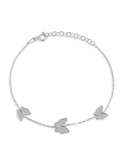 Chloe & Madison Women's Rhodium Plated Sterling Silver & Cubic Zirconia Butterfly Bracelet