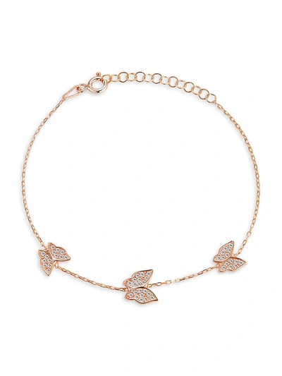 Chloe & Madison Women's 14k Rose Gold Vermeil & Cubic Zirconia Butterfly Station Bracelet