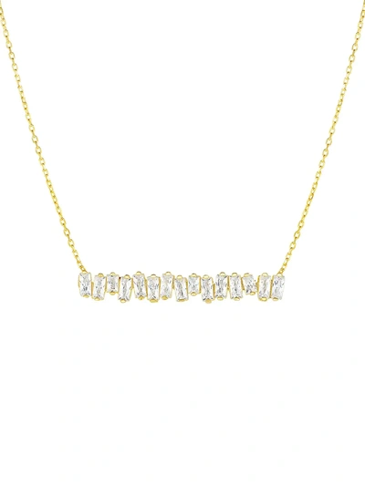 Chloe & Madison Women's Gold Vermeil & Baguette Cubic Zirconia Bar Pendant Necklace