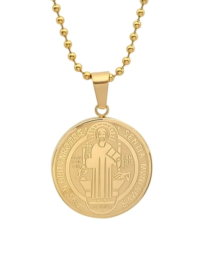 Anthony Jacobs Men's 18k Goldplated Stainless Steel Religious Coin Pendant Necklace In Neutral