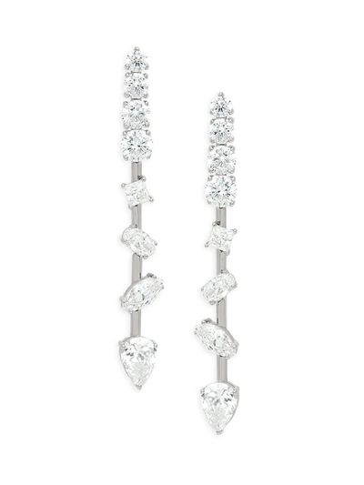 Adriana Orsini Rhodium-plated Silver & Cubic Zirconia Tivoli Scatter Linear Earrings