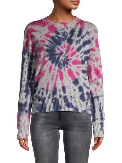 Central Park West Women's Tie-dyed Crewneck Sweater In Grey Pink Tie Dye