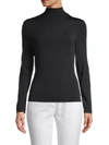 St John Caviar Collection Fine Jersey Turtleneck Top In Black