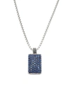 EFFY MEN'S STERLING SILVER & SAPPHIRE DOG TAG PENDANT NECKLACE,0400013691528
