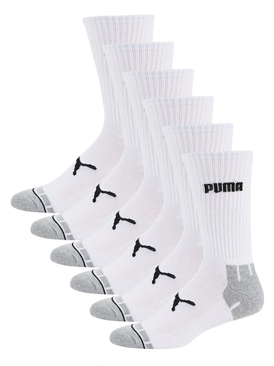 Puma Men's 6-pair Logo Crew Socks In White Black