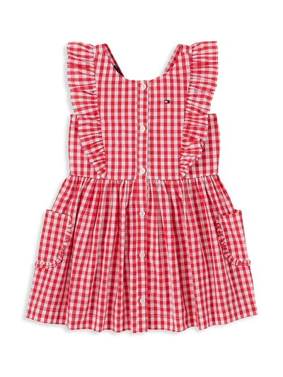 Tommy Hilfiger Kids' Toddler Girls Gingham Pinafore Dress In Red Multi