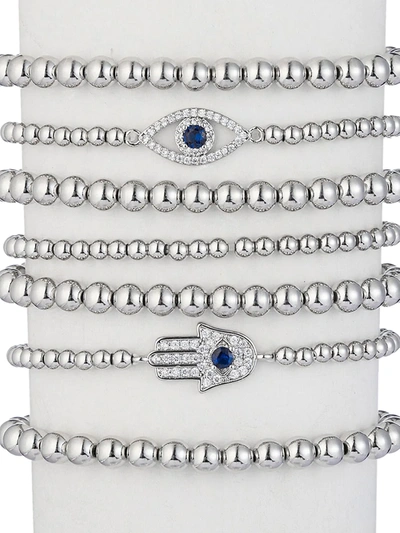 Eye Candy La Women's Luxe Sanaz 7-piece Beaded Hamsa & Evil-eye Bracelet Set In Neutral