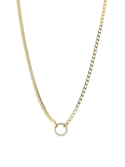 Chloe & Madison Women's Gold Vermeil & Cubic Zirconia Hoop Pendant Chain Choker Necklace