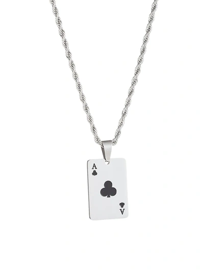Eye Candy La Women's Luxe Ace Of Clubs Titanium Pendant Necklace In Neutral