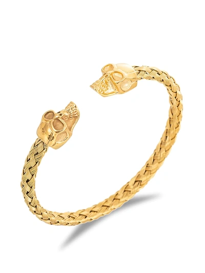 Eye Candy La Luxe Collection 18k Over Titanium Skull Cuff Bracelet In Gold